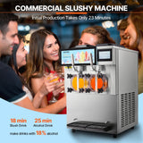 VEVOR Commercial Slushy Machine, 2 x 12L / 3.17 Gal Double Tanks, Cool and Freeze Modes, Stainless Steel Margarita Smoothie Frozen Drink Maker, Slushie Machine for Party Cafes Restaurants Bars Home - Front View