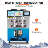 Commercial Slushy Machine, 2 x 12L / 3.17 Gal Double Tanks, Cool and Freeze Modes, Stainless Steel Margarita Smoothie Frozen Drink Maker, Slushie Machine for Party Cafes Restaurants Bars Home