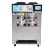 Commercial Slushy Machine, 2 x 12L / 3.17 Gal Double Tanks, Cool and Freeze Modes, Stainless Steel Margarita Smoothie Frozen Drink Maker, Slushie Machine for Party Cafes Restaurants Bars Home