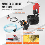 VEVOR Fuel Transfer Pump 12V 15 GPM 1/4 HP Diesel Pump with Auto Fuel Nozzle - Rear View