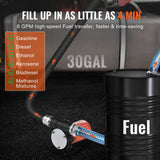 VEVOR Fuel Transfer Pump 12V 8 GPM 1/6 HP Diesel Pump with Auto Fuel Nozzle - Side View