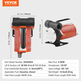 VEVOR Fuel Transfer Pump 12V 8 GPM 1/6 HP Diesel Pump with Auto Fuel Nozzle - Close-Up Angle