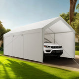Carport Car Canopy 10x20FT Heavy Duty Car Shelter with Sidewalls White