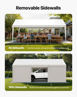 Carport Car Canopy 12x20FT Heavy Duty Car Shelter with Sidewalls Grey
