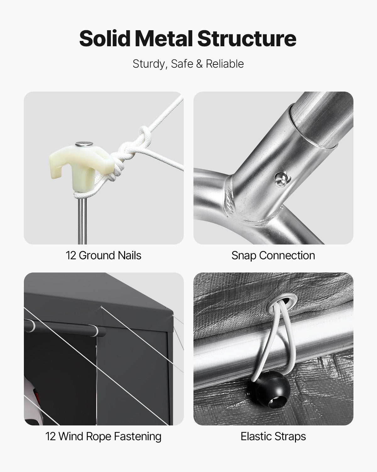 VEVOR Carport Car Canopy 12x20FT Heavy Duty Car Shelter with Sidewalls White