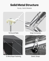 VEVOR Carport Car Canopy 12x20FT Heavy Duty Car Shelter with Sidewalls White - Close-Up Angle