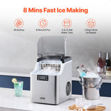 VEVOR Portable Countertop Ice Maker 45Lbs/24H Self-Cleaning with Scoop Basket - Front View