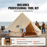 VEVOR Canvas Bell Tent 3m/9.8ft 4-Season Canvas Tent for Camping with Stove Jack