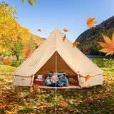 VEVOR Canvas Bell Tent 3m/9.8ft 4-Season Canvas Tent for Camping with Stove Jack - Close-Up Angle