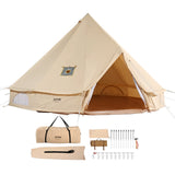 VEVOR Canvas Bell Tent 3m/9.8ft 4-Season Canvas Tent for Camping with Stove Jack