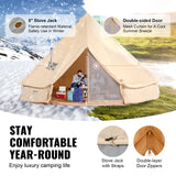 VEVOR Canvas Bell Tent 5m/16.4ft 4-Season Camping Yurt Tent with Stove Jack - Side View