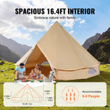 VEVOR Canvas Bell Tent 5m/16.4ft 4-Season Camping Yurt Tent with Stove Jack - Top-Down View