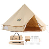 VEVOR Canvas Bell Tent 5m/16.4ft 4-Season Camping Yurt Tent with Stove Jack - Low Angle