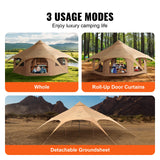 VEVOR Canvas Tent 4 Seasons 5 m/16.4 ft Bell Tent for Camping with Stove Jack - Side View