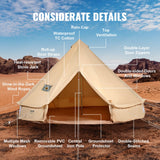 VEVOR Canvas Bell Tent, 4 Seasons 7 m/22.97 ft Yurt Tent, Canvas Tent for Camping with Stove Jack, Breathable Tent Holds up to 12 People, Family Camping Outdoor Hunting Party - Close-Up Angle