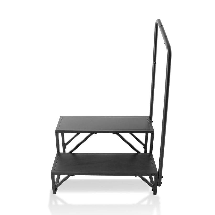 RV Steps, 2-Step RV Stairs, 199.58KGS Load Capacity, Thickened Carbon Steel, With Handrail, Non-Slip Steps for Safe Entry and Exit, Suit for RV, Trailer, Camper Steps