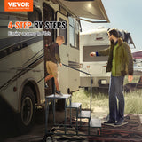 VEVOR RV Steps, 4-Step RV Stairs, 199.58KGS Load Capacity, Thickened Carbon Steel, With Handrail, Non-Slip Steps for Safe Entry and Exit, Suit for RV,