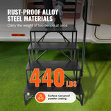 VEVOR RV Steps, 4-Step RV Stairs, 199.58KGS Load Capacity, Thickened Carbon Steel, With Handrail, Non-Slip Steps for Safe Entry and Exit, Suit for RV,