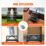 VEVOR RV Steps, 4-Step RV Stairs, 199.58KGS Load Capacity, Thickened Carbon Steel, With Handrail, Non-Slip Steps for Safe Entry and Exit, Suit for RV, Trailer, Camper Steps - Rear View