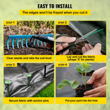 VEVOR Weed Barrier, 5.8oz Landscape Fabric, 4ft x 300ft Cover Mat Heavy Duty Woven Grass Control Geotextile for Garden, Patio, Black - 45-Degree Angle