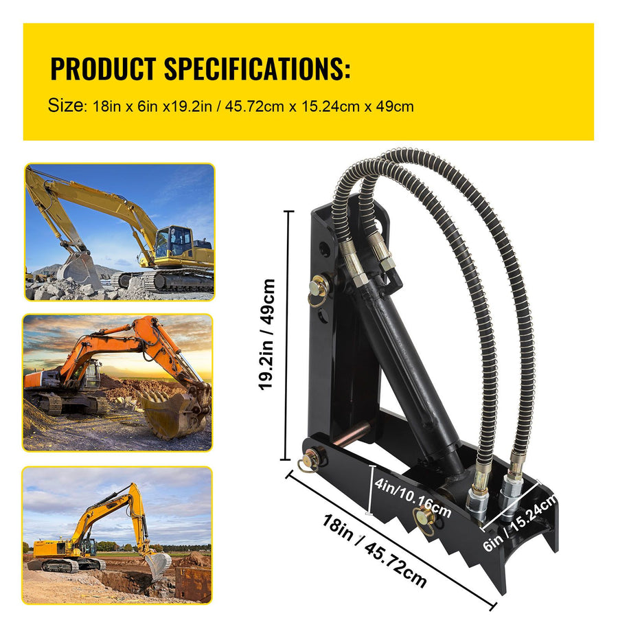 Hydraulic Backhoe Thumb, 45.7cm 1.27cm Thickness Heavy Duty Excavator Thumb, Black Steel Weld On Thumb Attachments with Hydraulic Cylinder, Mechanical Hydraulic Thumb for Backhoe/Excavator