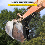 VEVOR 61cm Hydraulic Backhoe?Excavator Thumb?Attachments Weld On 1.27cm Teeth Thick Steel Plate Assembly 12MM Bolt-On Design with Hydraulic Cylinder