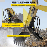 VEVOR 61cm Hydraulic Backhoe Excavator Thumb Attachments Weld On 1.27cm Teeth Thick Steel Plate Assembly 12MM Bolt-On Design with Hydraulic Cylinder - Rear View