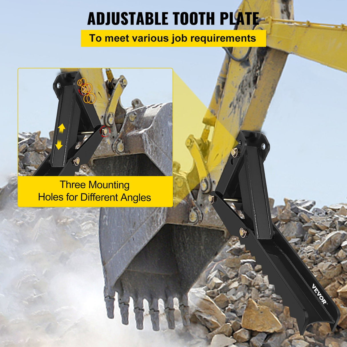 VEVOR Backhoe Excavator Thumb Attachments, 91.44 cm Adjustable Extreme Weld On Backhoe Thumb Hoe Clamp 1.27 cm Inch Teeth Thick Steel Plate 16MM