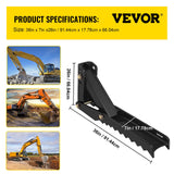 VEVOR Backhoe Excavator Thumb Attachments, 91.44 cm Adjustable Extreme Weld On Backhoe Thumb Hoe Clamp 1.27 cm Inch Teeth Thick Steel Plate 16MM