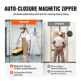 VEVOR Dust Barrier Poles, 12 Ft Barrier Poles, Dust Barrier System with 4 Telescoping Poles, Magnetic Zipper, Carry Bag and 32.8x13.12 Ft Plastic Film, for Interior Decoration, Painting - Side View