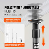 VEVOR Dust Barrier Poles, 12 Ft Barrier Poles, Dust Barrier System with 4 Telescoping Poles, Magnetic Zipper, Carry Bag and 32.8x13.12 Ft Plastic Film, for Interior Decoration, Painting