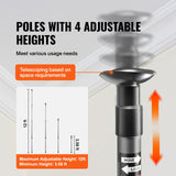 VEVOR Dust Barrier Poles, 12 Ft Barrier Poles, Dust Barrier System with 4 Telescoping Poles, Magnetic Zipper, Carry Bag and 32.8x13.12 Ft Plastic Film, for Interior Decoration, Painting - 45-Degree Angle