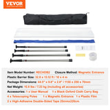 VEVOR Dust Barrier Poles, 12 Ft Barrier Poles, Dust Barrier System with 4 Telescoping Poles, Magnetic Zipper, Carry Bag and 32.8x13.12 Ft Plastic Film, for Interior Decoration, Painting - Close-Up Angle