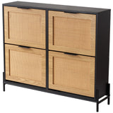 VEVOR Rattan Shoe Storage Cabinet Shoe Storage Organizer with 4 Flip Drawers