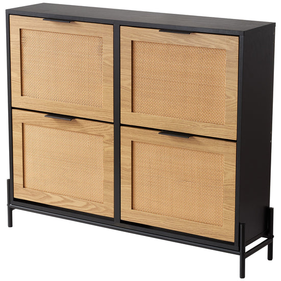VEVOR Rattan Shoe Storage Cabinet Shoe Storage Organizer with 4 Flip Drawers