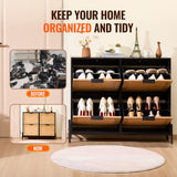 VEVOR Rattan Shoe Storage Cabinet Shoe Storage Organizer with 4 Flip Drawers - 45-Degree Angle
