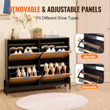 VEVOR Rattan Shoe Storage Cabinet Shoe Storage Organizer with 4 Flip Drawers - Close-Up Angle