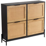 VEVOR Rattan Shoe Storage Cabinet Shoe Storage Organizer with 4 Flip Drawers - Extra Image