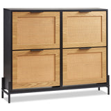 VEVOR Rattan Shoe Storage Cabinet Shoe Storage Organizer with 4 Flip Drawers - Extra Image