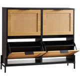 VEVOR Rattan Shoe Storage Cabinet Shoe Storage Organizer with 4 Flip Drawers - Extra Image