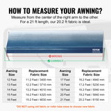 VEVOR RV Awning Fabric Replacement, 6.15m Fabric Length for 6.4m Awning, Heavy Duty 3-Ply 16oz PVC Camper Awning Fabric, Waterproof & UV Protection Outdoor Canopy for RV, Trailer, Motorhome, Blue Fade - 45-Degree Angle