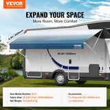 VEVOR RV Awning Fabric Replacement, 6.15m Fabric Length for 6.4m Awning, Heavy Duty 3-Ply 16oz PVC Camper Awning Fabric, Waterproof & UV Protection Outdoor Canopy for RV, Trailer, Motorhome, Blue Fade - Close-Up Angle