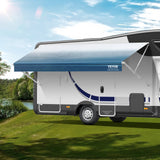 VEVOR RV Awning Fabric Replacement, 6.15m Fabric Length for 6.4m Awning, Heavy Duty 3-Ply 16oz PVC Camper Awning Fabric, Waterproof & UV Protection Outdoor Canopy for RV, Trailer, Motorhome, Blue Fade - Low Angle
