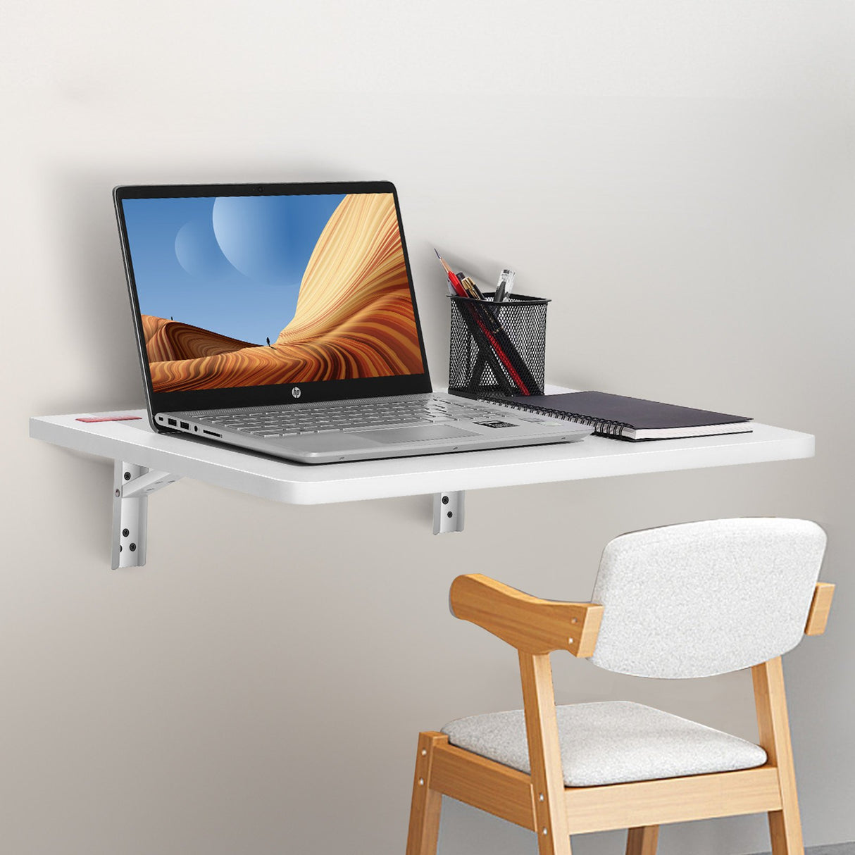 VEVOR Wall Mounted Folding Table, Wall Mount Drop Leaf Tables, Wooden Floating Desk for Dining, Laundry Room, Office, 23.6" x 15.6" Fold Down Desk