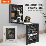VEVOR Wall Mounted Desk, Fold out Convertible Desk, Multi-Function Folding Wall Table with Chalkboard for Home Office, Space Saving Computer Desk with - Front View