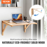 VEVOR Wall Mounted Folding Table, Wall Mounted Drop Leaf Tables, Solid Wood Floating Desk for Dining, Laundry Room, Office, 31.5" x 23.58" x 17.24"