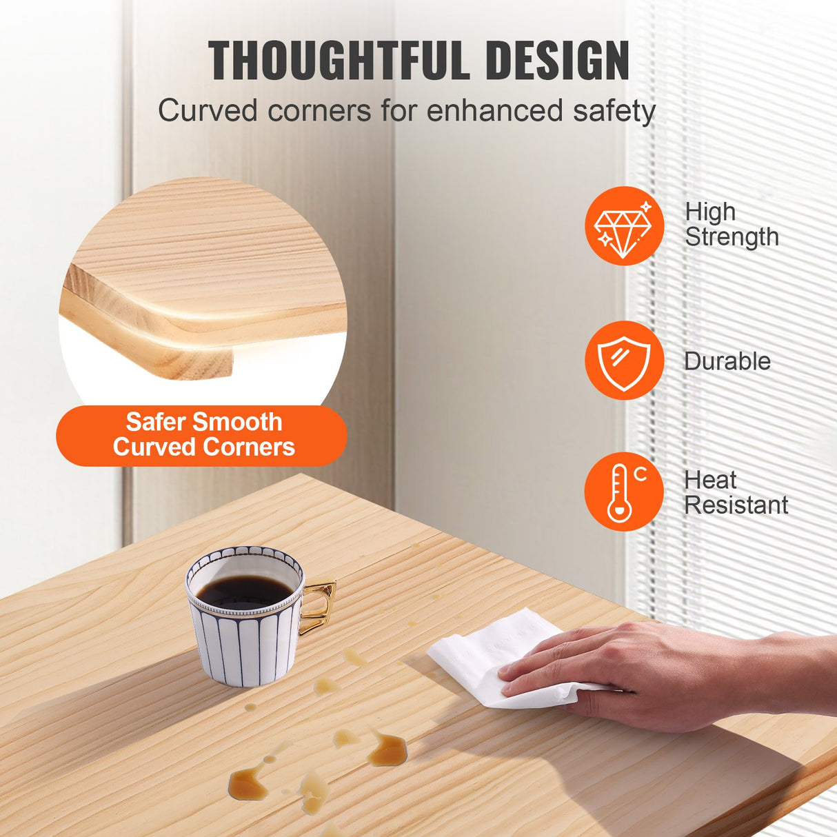 VEVOR Wall Mounted Folding Table, Wall Mounted Drop Leaf Tables, Solid Wood Floating Desk for Dining, Laundry Room, Office, 31.5" x 23.58" x 17.24"