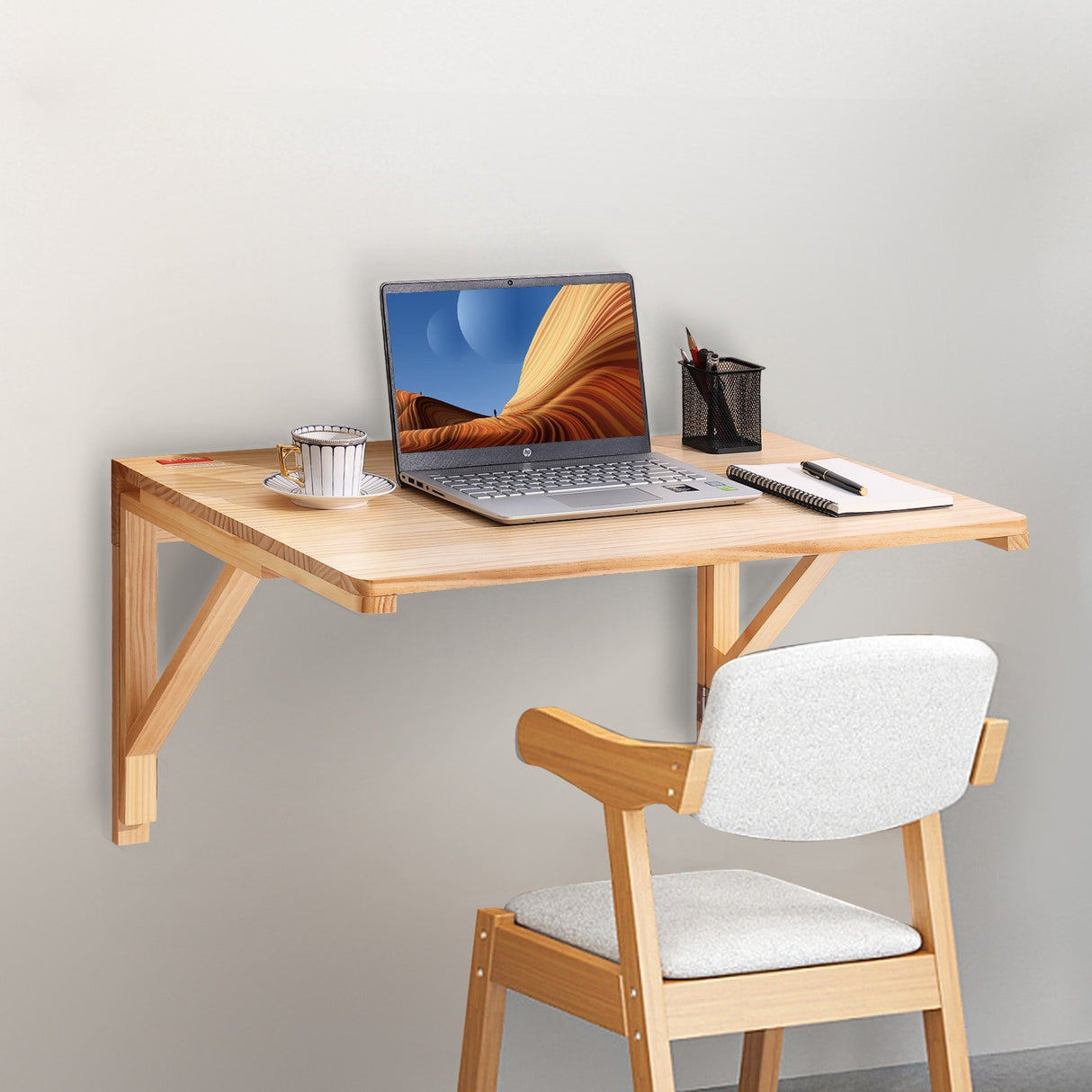 VEVOR Wall Mounted Folding Table, Wall Mounted Drop Leaf Tables, Solid Wood Floating Desk for Dining, Laundry Room, Office, 31.5" x 23.58" x 17.24"
