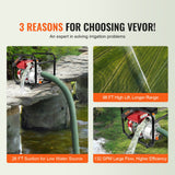 VEVOR Gasoline Engine Water Pump Gas Powered Transfer Pump 50 mm 7HP 4-Stroke - Side View