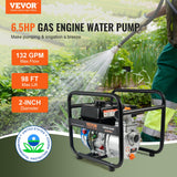 VEVOR Gasoline Engine Water Pump Gas Powered Transfer Pump 50 mm 6.5HP 4-Stroke - Front View